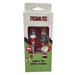 Peanuts Snoopy USB-C to USB-C Cable‎ 4ft Charging Data New